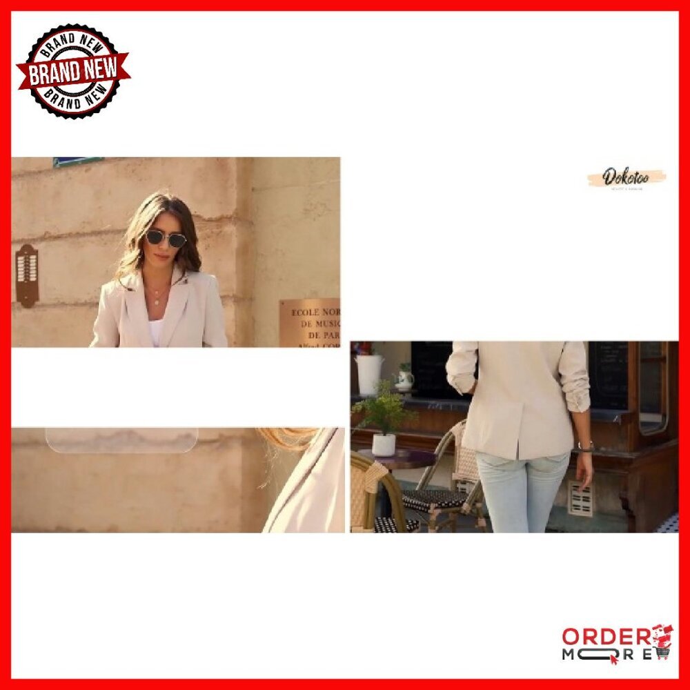 Polyester Blazer Notched Collar Button Down Casua… - image 8